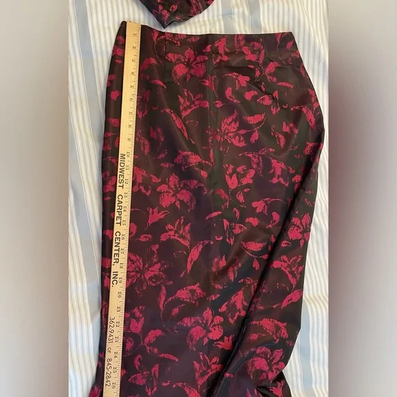 David Meister 2-piece Mermaid Style Red & Black Print Formal Prom/Party Dress 8 - Picture 8 of 9